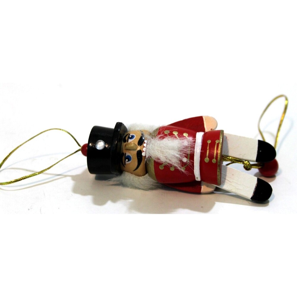Vintage Wooden Nutcracker Articulated Wooden Pull String Toy Christmas Ornament - Picture 3 of 8